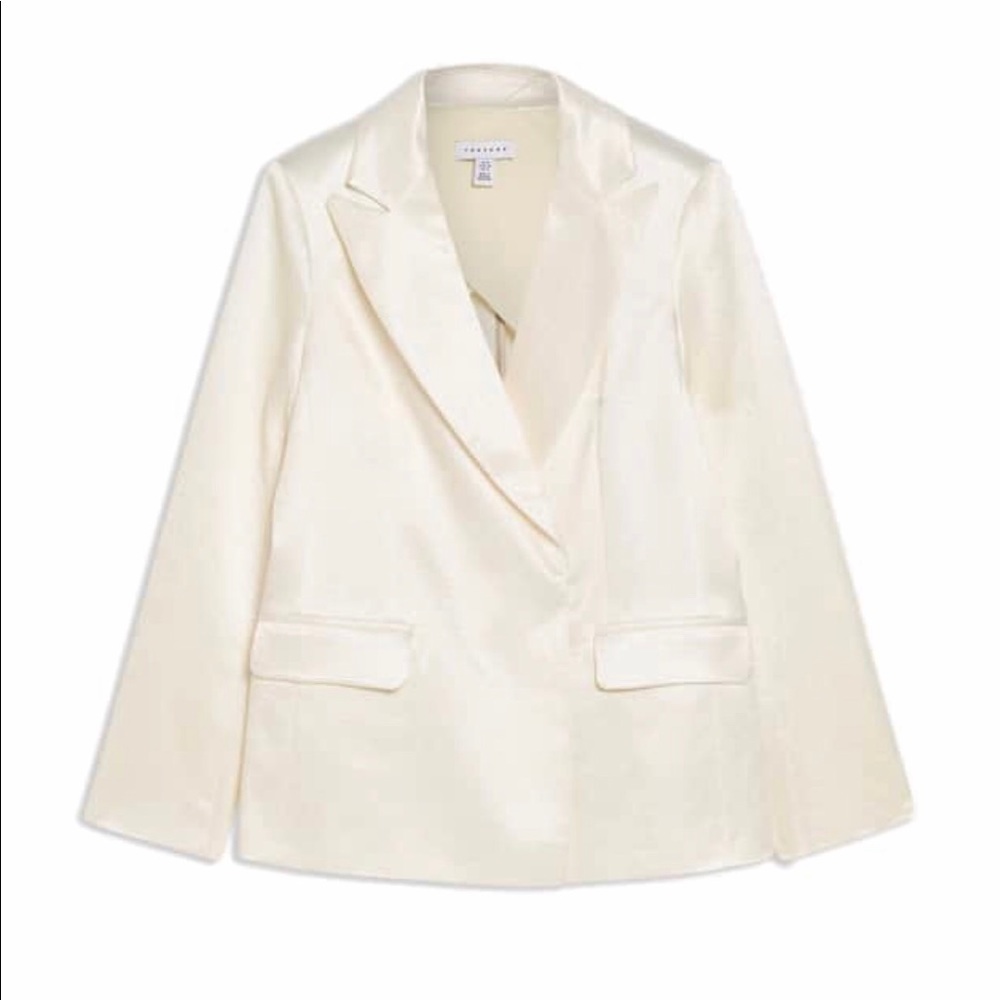 Topshop Satin Power Suit in White